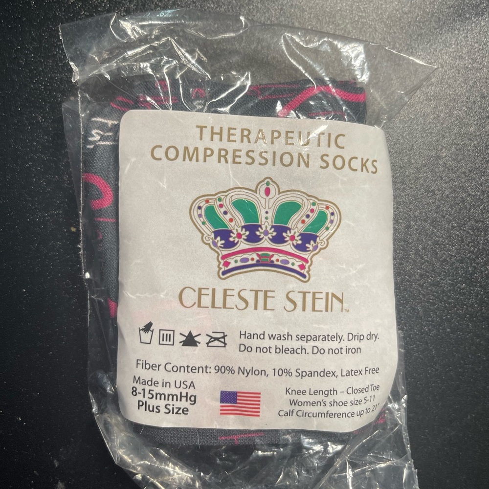 NEW Black Inspirational, Women's graduated compression sock, 8-15 mmHg, QUEEN - Picture 2 of 3